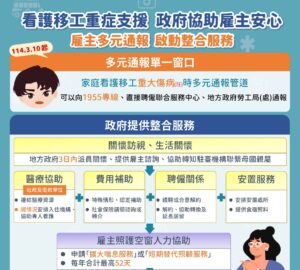 家庭看護工突遇重大傷病減輕雇主負擔